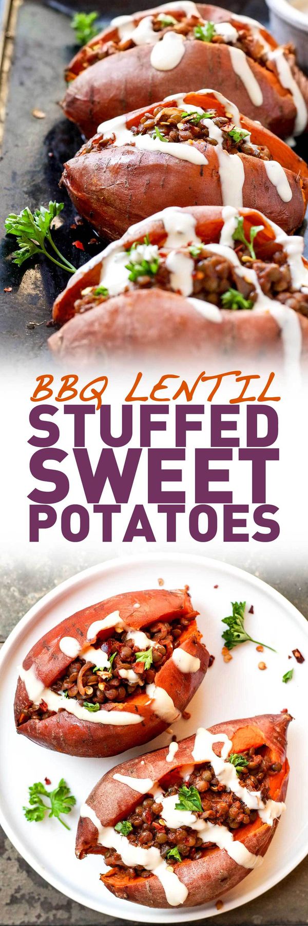 BBQ Lentil Stuffed Sweet Potatoes