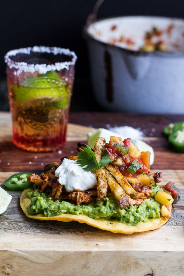 BBQ Margarita Chicken Tostadas with Sweet Jalapeno Margarita Salsa