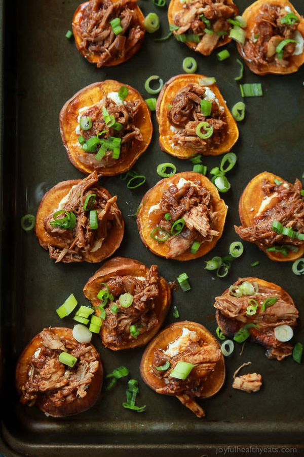 BBQ Pulled Pork Sweet Potato Bites