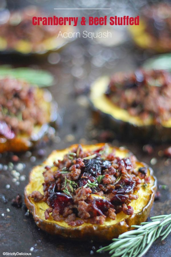 Beef & Cranberry Stuffed Acorn Squash