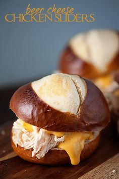 Beer Cheese Chicken Pretzel Sliders