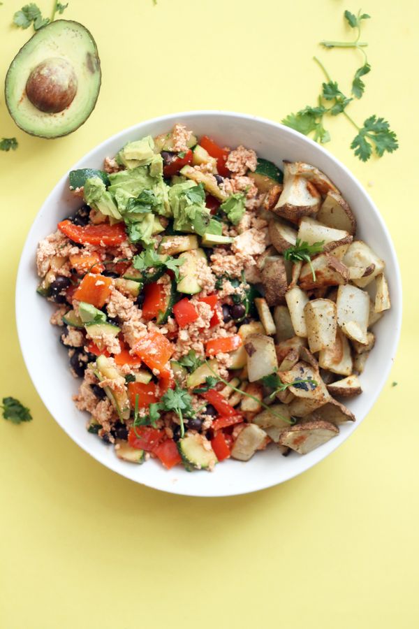 Black Bean Tofu Scramble with Roasted Potatoes