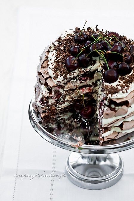 Black forest meringue cake