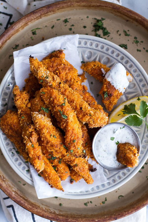 Black Pepper Rub Chicken fingers with Greek Yogurt Ranch