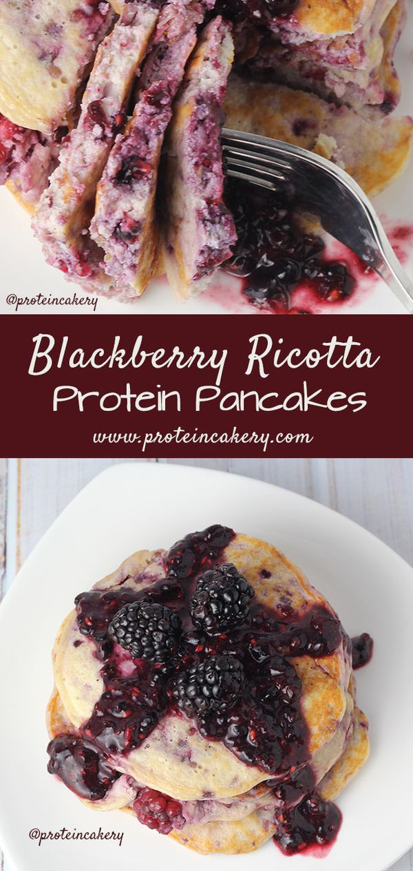 Blackberry Ricotta Protein Pancakes