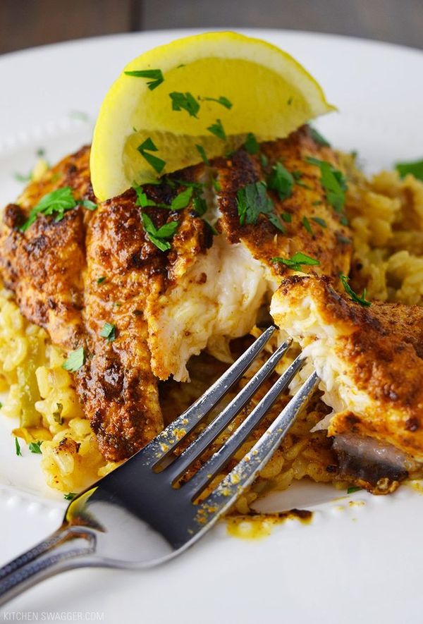 Blackened Catfish over Cajun Rice