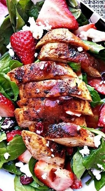 Blackened chicken and strawberry salad