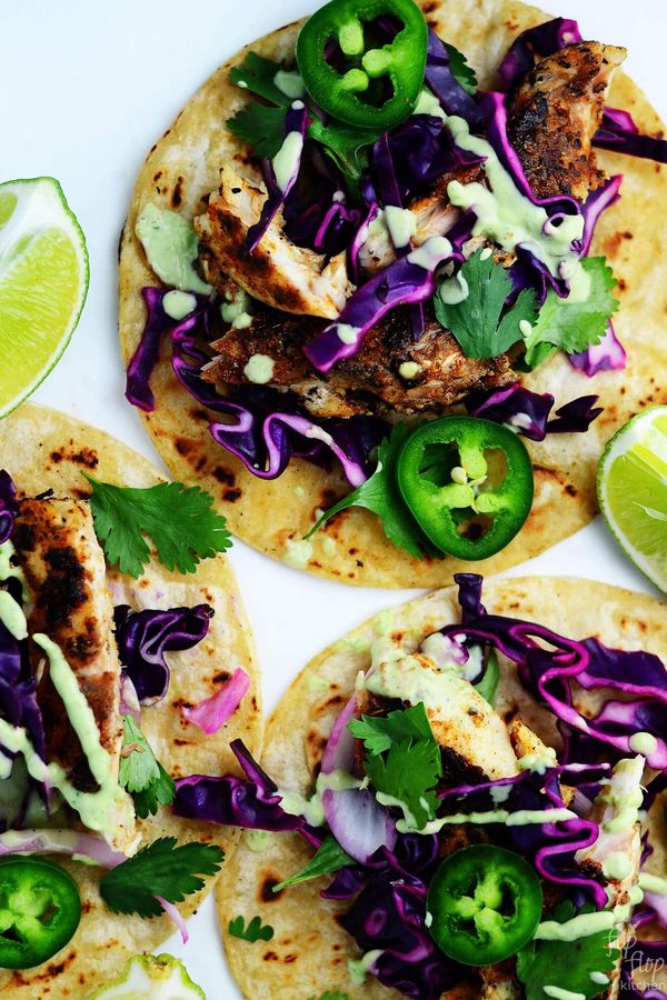 Blackened Fish Tacos with Red Cabbage Slaw