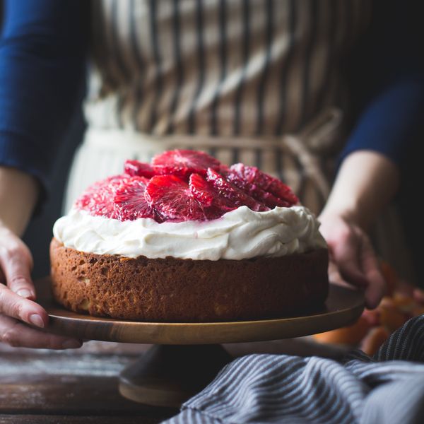 Blood Orange & Corn Flour Ricotta Cake with Whipped Mascarpone (gluten-free