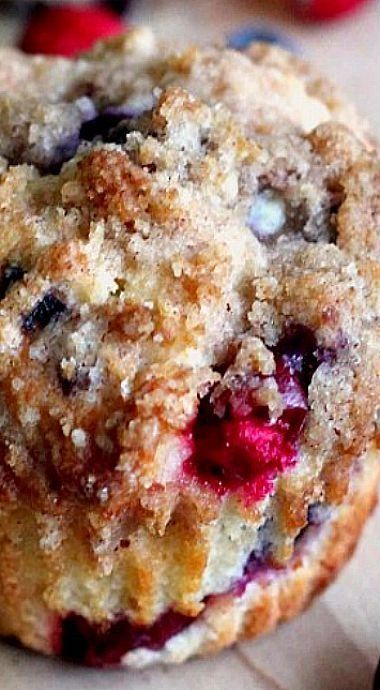 Blueberry and Cranberry Crumb Muffin