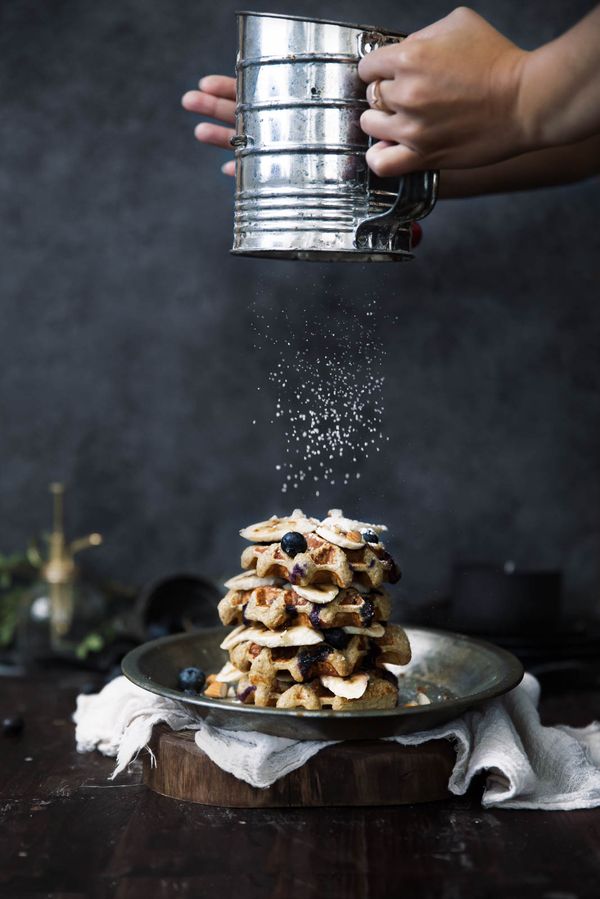 Blueberry Banana Almond Oat Flour Waffles