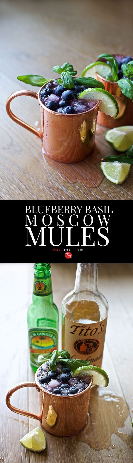 Blueberry Basil Moscow Mule Cocktail