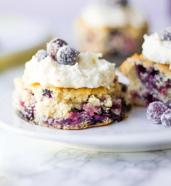 Blueberry Buttermilk Biscuits with Vanilla Buttercream Frosting