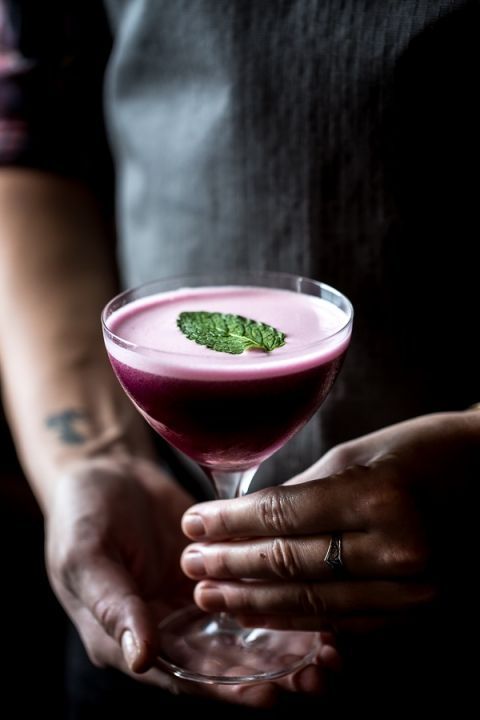 Blueberry, Dark Cherry and Calvados Cocktail