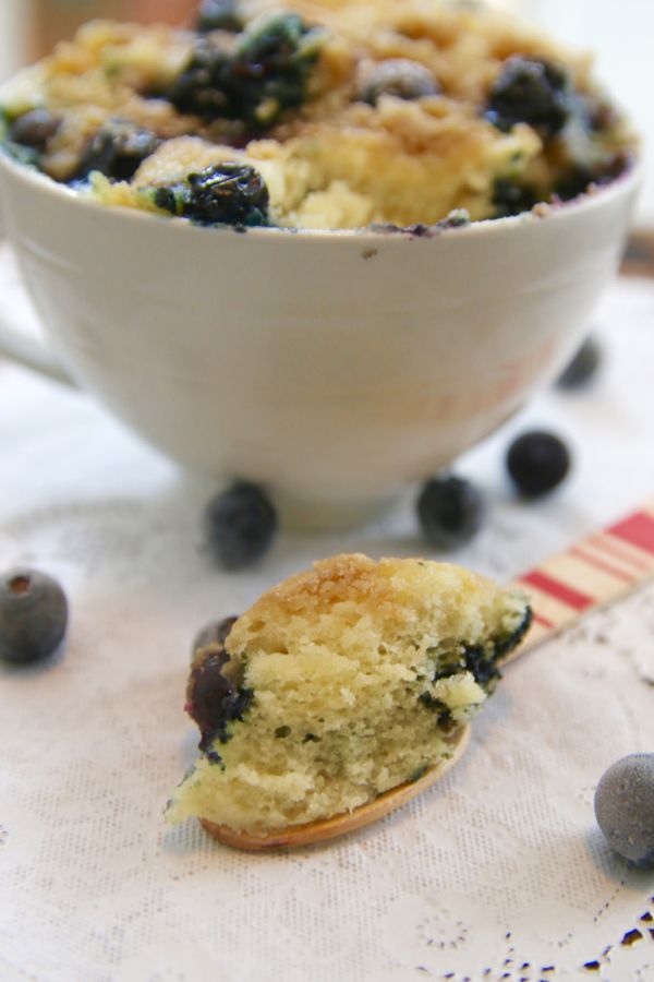 Blueberry Muffin Mug cake with Streusel Topping