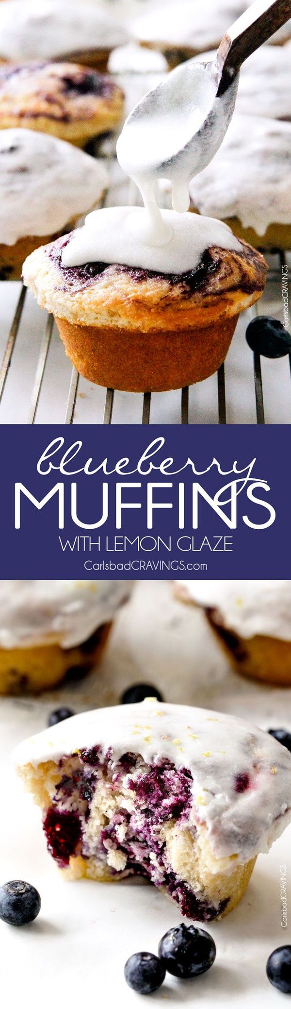 Blueberry Muffins with Lemon Glaze