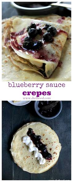 Blueberry Sauce Crepes with Honey Whipped Cream