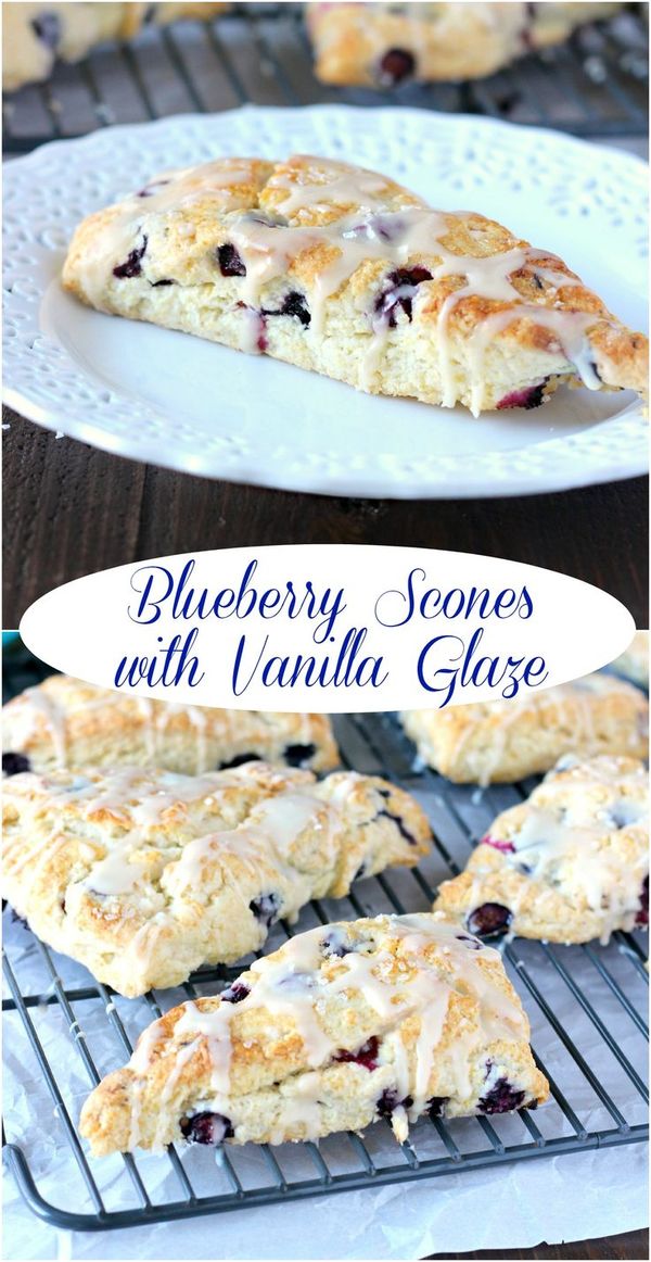 Blueberry Scones with Vanilla Glaze