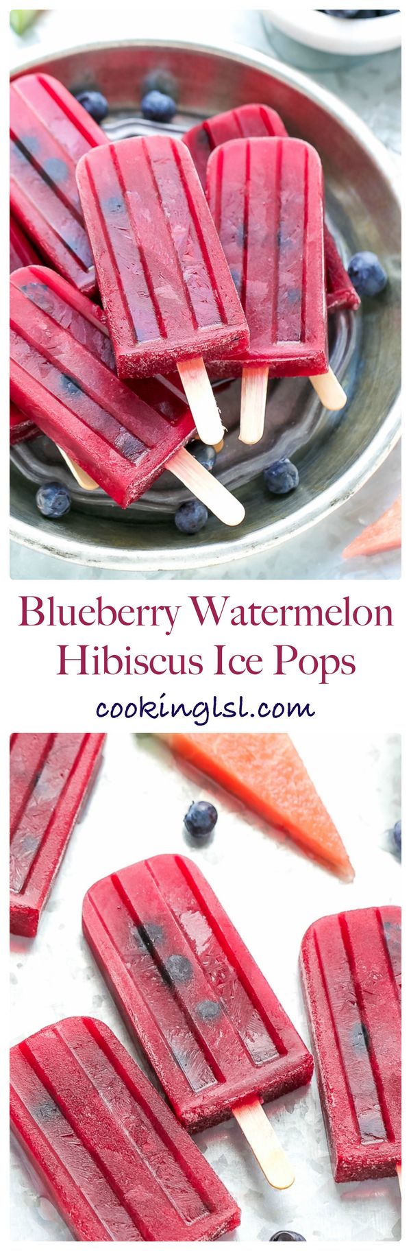 Blueberry Watermelon Hibiscus Ice Pops