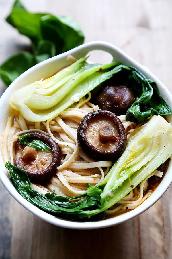 Bok Choy and Shiitake Mushroom Noodles