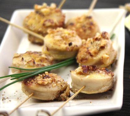 Bouchées de boudin blanc et leurs noisettes rôties au beurre