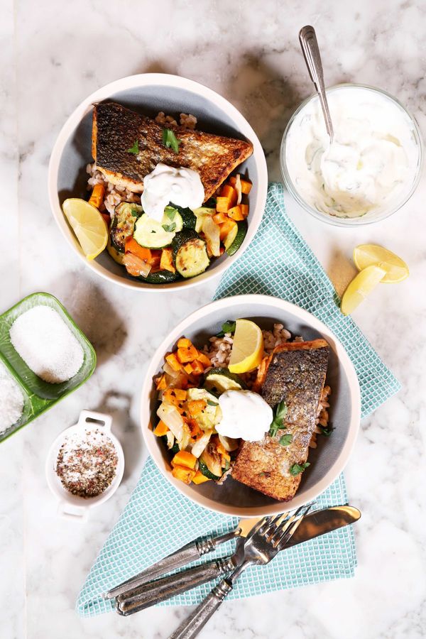 Bowl of Food: Pan-Seared Salmon with Roasted Vegetables