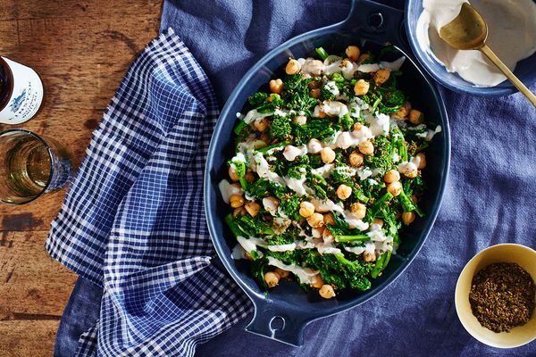 Braised Broccoli Rabe with Chickpeas and Tahini