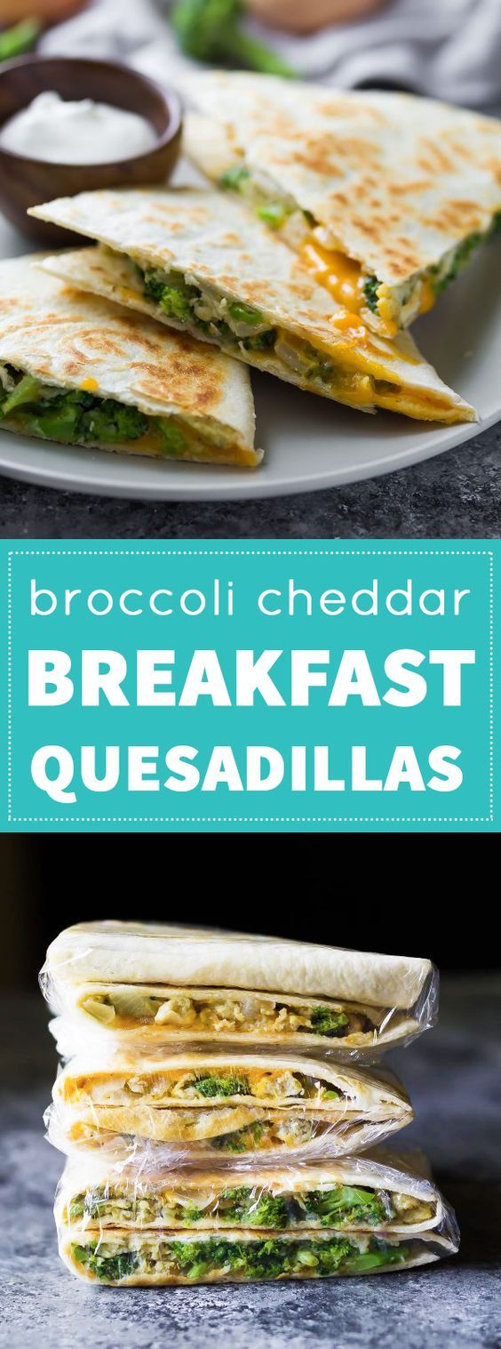 Broccoli Cheddar Breakfast Quesadillas