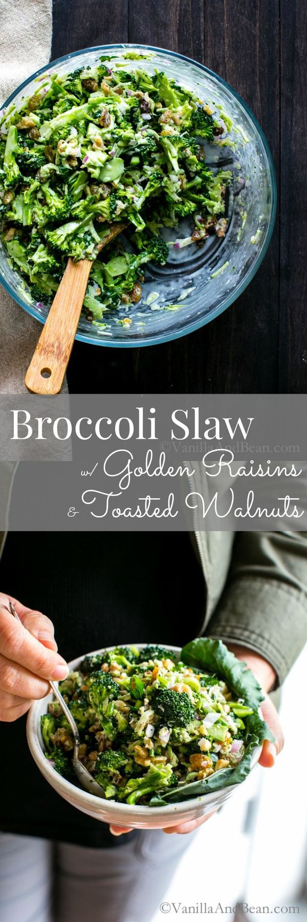 Broccoli Slaw with Golden Raisins and Walnuts