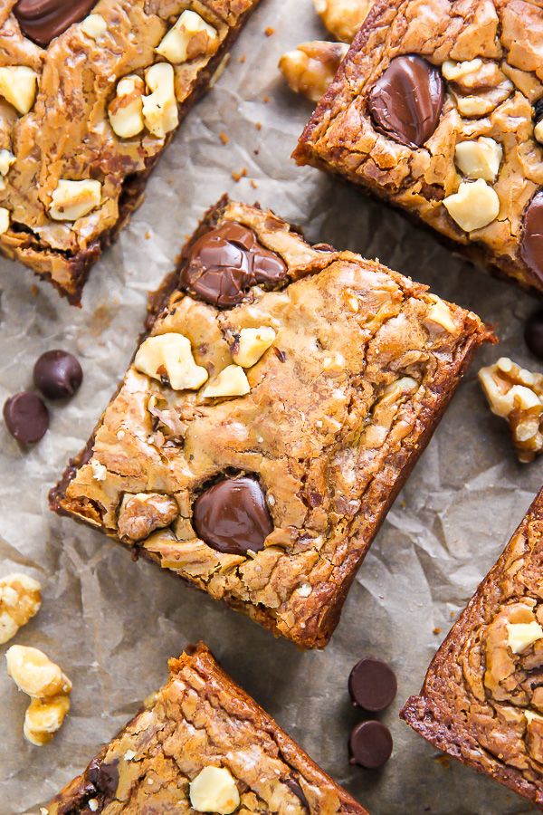 Brown Butter Walnut Chocolate Chip Blondies