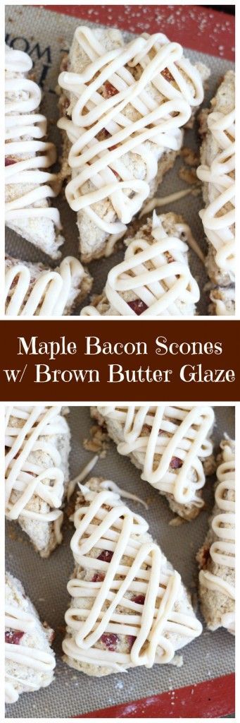 Brown Sugar Maple Bacon Scones with Maple Brown Butter Glaze