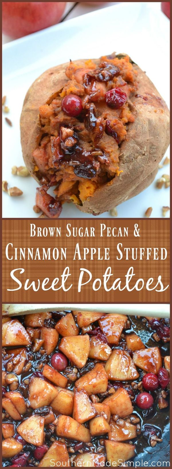 Brown Sugar Pecan and Cinnamon Apple Stuffed Sweet Potatoes