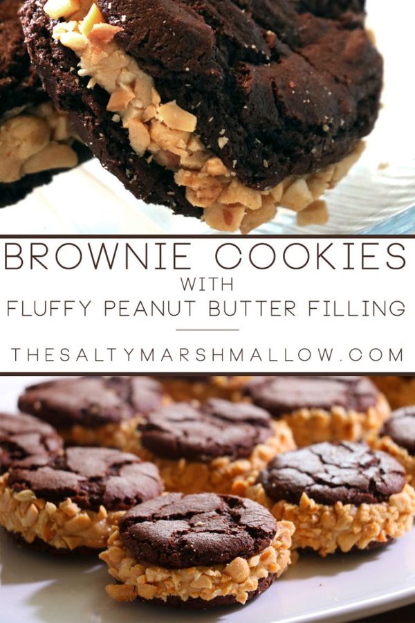 Brownie Cookies with Fluffy Peanut Butter Filling