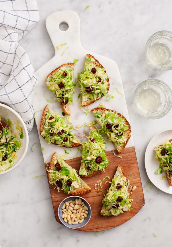 Brussels Sprout Salad Avocado Toasts