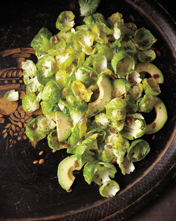 Brussels Sprout Salad with Avocado and Pumpkin Seeds