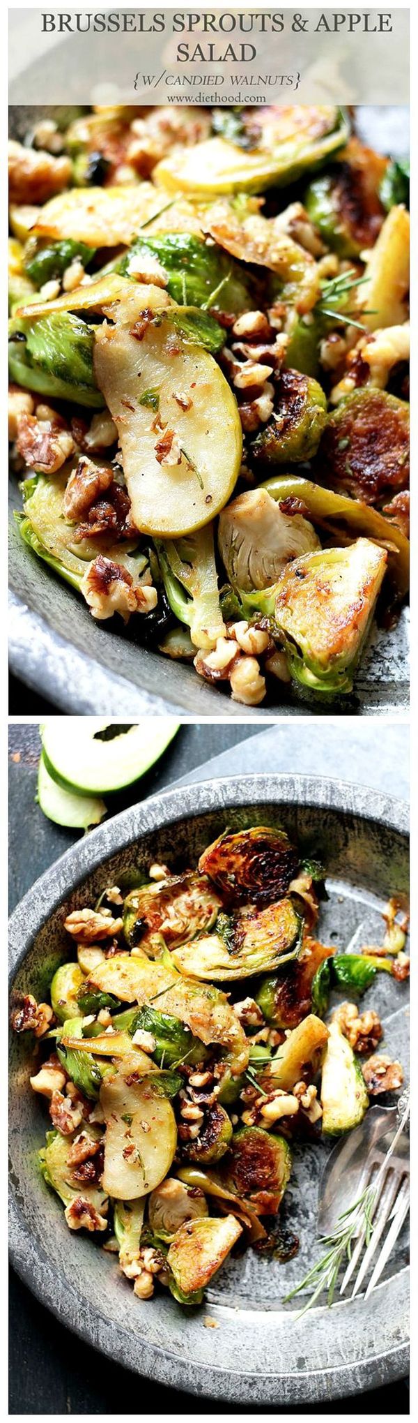 Brussels Sprouts Salad with Apples and Candied Walnuts