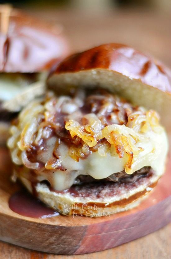 Buffalo Burger with Caramelized Onions and Demi Glace