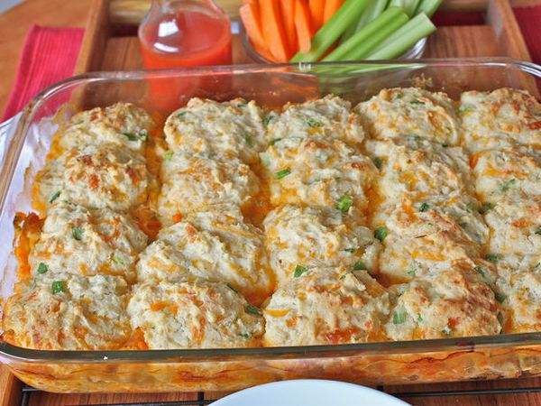 Buffalo Chicken Biscuit Bake