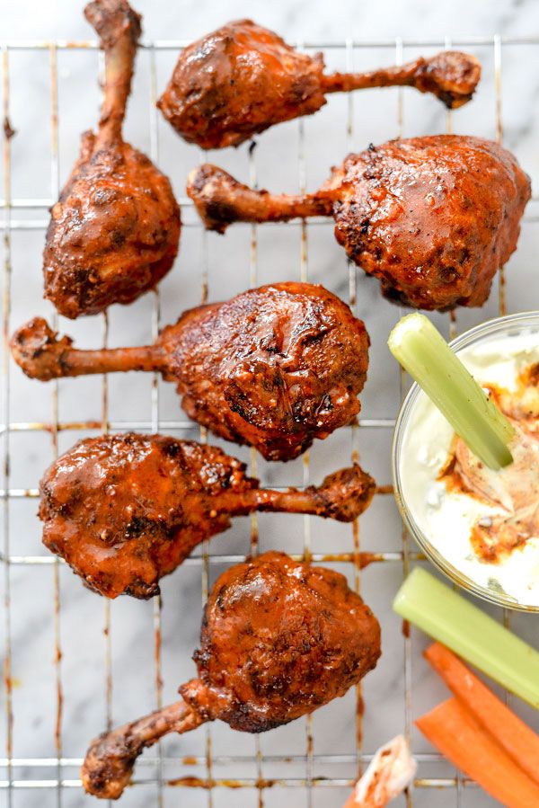 Buffalo Chicken Drumsticks with Blue Cheese Dressing