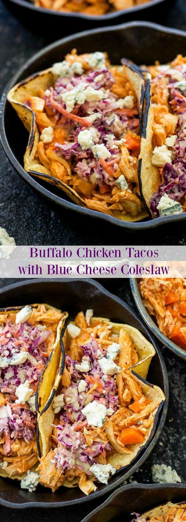 Buffalo Chicken Tacos with Blue Cheese Coleslaw