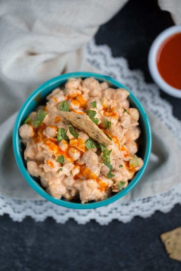 Buffalo Chickpea Salad (vegetarian + vegan option