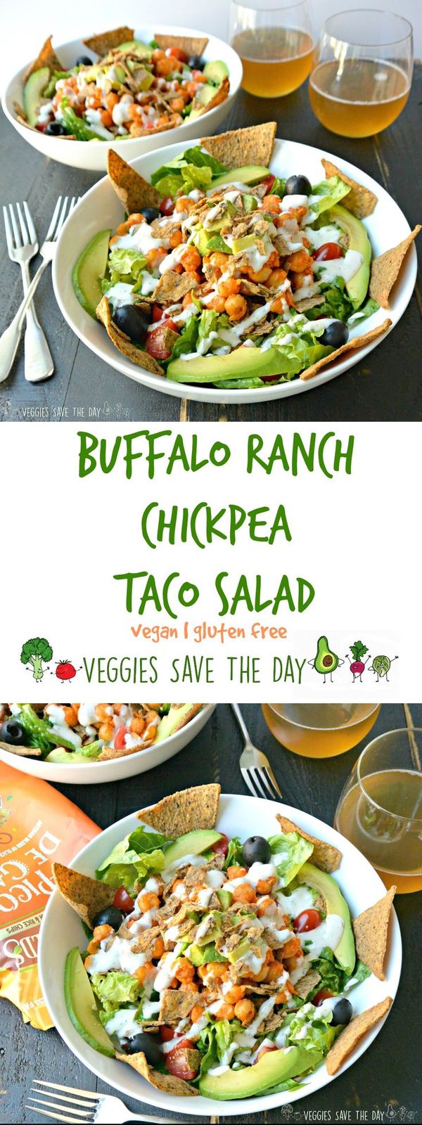 Buffalo Ranch Chickpea Taco Salad