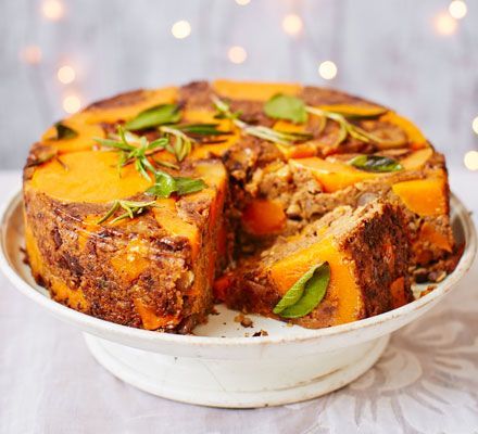 Butternut, chestnut & lentil cake