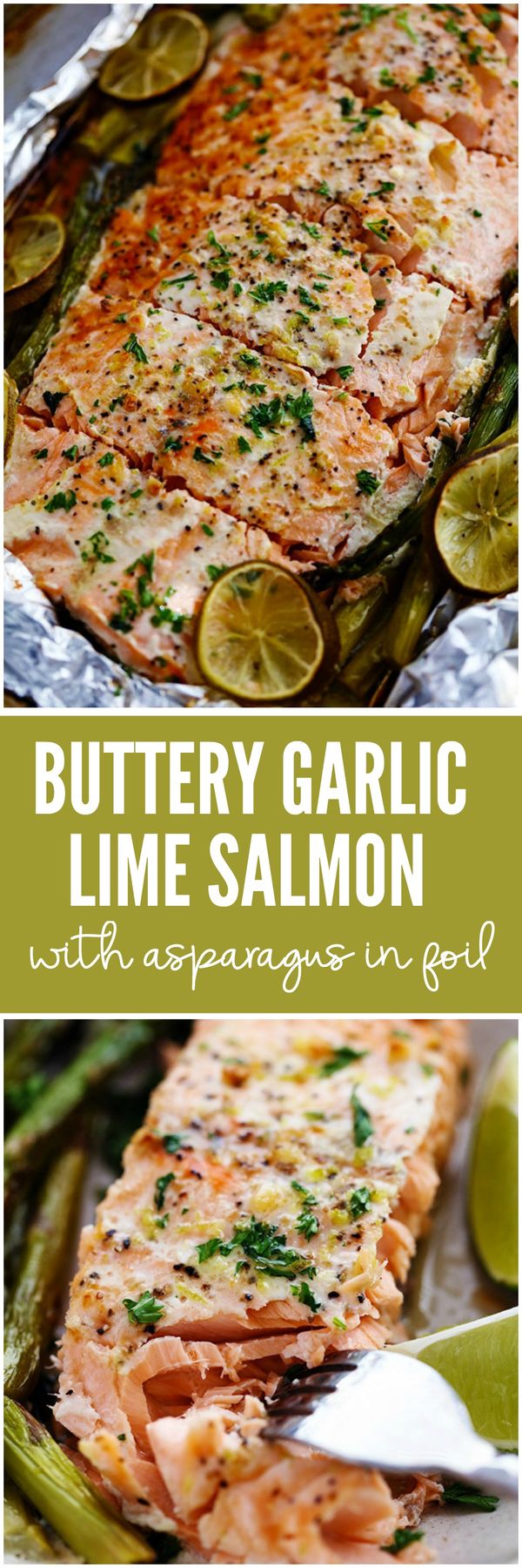 Buttery Garlic Lime Salmon with Asparagus in Foil