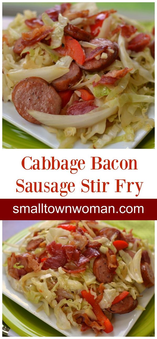 Cabbage Bacon Sausage Stir Fry