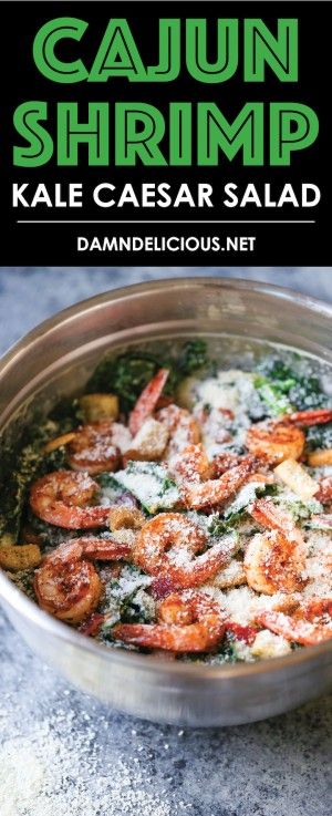 Cajun Shrimp Kale Caesar Salad