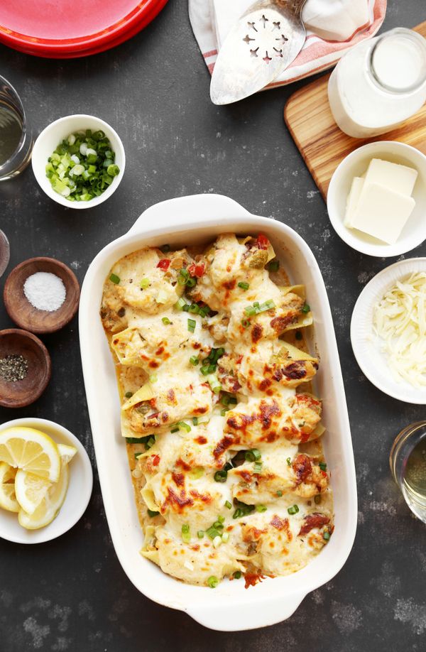 Cajun Stuffed Pasta Shells with Creole Cream Sauce