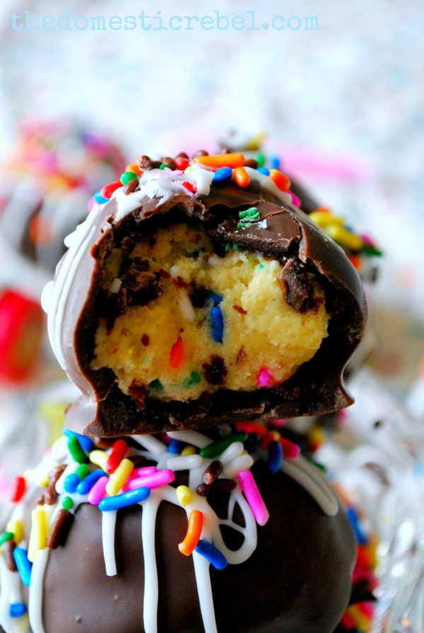 Cake Batter Cookie Dough Brownie Bombs