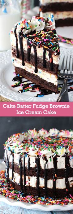 Cake Batter Fudge Brownie Ice Cream Cake