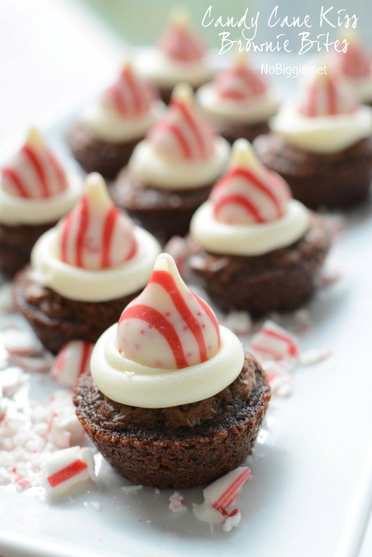 Candy Cane Kiss Brownie Bites